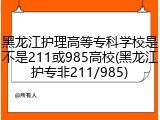 黑龙江护理高等专科学校是不是211或985高校(黑龙江护专非211/985)