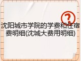 沈阳城市学院的学费和住宿费明细(沈城大费用明细)