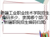 新疆工业职业技术学院招生编码多少，隶属哪个部门(新疆职院招生编码归属)