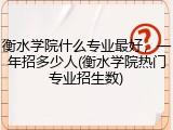 衡水学院什么专业最好，一年招多少人(衡水学院热门专业招生数)