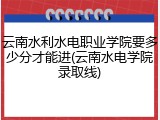 云南水利水电职业学院要多少分才能进(云南水电学院录取线)
