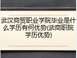 武汉商贸职业学院毕业是什么学历有何优势(武商职院学历优势)