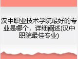 汉中职业技术学院最好的专业是哪个，详细阐述(汉中职院最佳专业)
