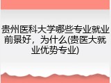 贵州医科大学哪些专业就业前景好，为什么(贵医大就业优势专业)
