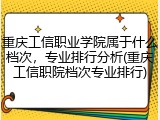 重庆工信职业学院属于什么档次，专业排行分析(重庆工信职院档次专业排行)