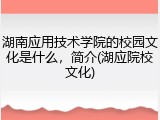 湖南应用技术学院的校园文化是什么，简介(湖应院校文化)