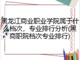 黑龙江商业职业学院属于什么档次，专业排行分析(黑商职院档次专业排行)