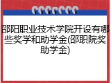 邵阳职业技术学院开设有哪些奖学和助学金(邵职院奖助学金)