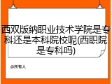 西双版纳职业技术学院是专科还是本科院校呢(西职院是专科吗)