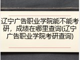辽宁广告职业学院能不能考研，成绩在哪里查询(辽宁广告职业学院考研查询)