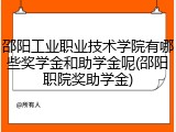 邵阳工业职业技术学院有哪些奖学金和助学金呢(邵阳职院奖助学金)