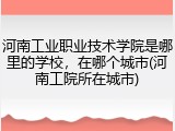 河南工业职业技术学院是哪里的学校，在哪个城市(河南工院所在城市)