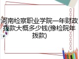 河南检察职业学院一年财政拨款大概多少钱(豫检院年拨款)