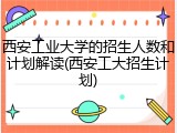 西安工业大学的招生人数和计划解读(西安工大招生计划)