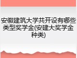 安徽建筑大学共开设有哪些类型奖学金(安建大奖学金种类)