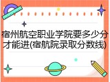 宿州航空职业学院要多少分才能进(宿航院录取分数线)