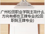 广州松田职业学院主攻什么方向有哪些王牌专业(松田职院王牌专业)