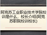阿克苏工业职业技术学院校训是什么，校长介绍(阿克苏职院校训校长)
