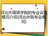 河北外国语学院的专业设置概况介绍(河北外院专业概况)