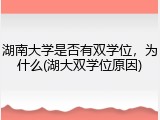 湖南大学是否有双学位，为什么(湖大双学位原因)