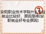 安阳职业技术学院什么专业就业比较好，原因是啥(安职就业好专业原因)