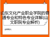 山东文化产业职业学院的普通专业和特色专业详解(山文职院专业解析)
