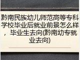 黔南民族幼儿师范高等专科学校毕业后就业前景怎么样，毕业生去向(黔南幼专就业去向)