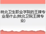 皖北卫生职业学院的王牌专业是什么(皖北卫院王牌专业)