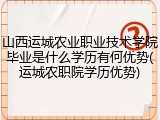 山西运城农业职业技术学院毕业是什么学历有何优势(运城农职院学历优势)