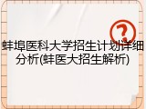 蚌埠医科大学招生计划详细分析(蚌医大招生解析)