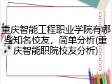 重庆智能工程职业学院有哪些知名校友，简单分析(重庆智能职院校友分析)