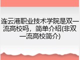 连云港职业技术学院是双一流高校吗，简单介绍(非双一流高校简介)