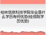 桂林信息科技学院毕业是什么学历有何优势(桂信院学历优势)