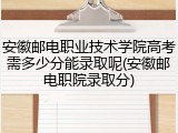 安徽邮电职业技术学院高考需多少分能录取呢(安徽邮电职院录取分)
