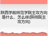 陕西学前师范学院主攻方向是什么，怎么样(陕师院主攻方向)