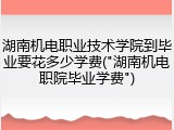湖南机电职业技术学院到毕业要花多少学费("湖南机电职院毕业学费")