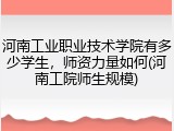 河南工业职业技术学院有多少学生，师资力量如何(河南工院师生规模)