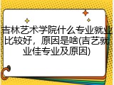 吉林艺术学院什么专业就业比较好，原因是啥(吉艺就业佳专业及原因)