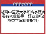 湖南中医药大学湘杏学院有没有就业指导，好就业吗(湘杏学院就业指导)