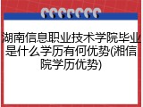 湖南信息职业技术学院毕业是什么学历有何优势(湘信院学历优势)