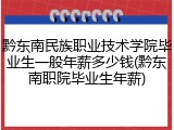 黔东南民族职业技术学院毕业生一般年薪多少钱(黔东南职院毕业生年薪)