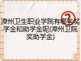 漳州卫生职业学院有哪些奖学金和助学金呢(漳州卫院奖助学金)
