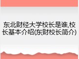东北财经大学校长是谁,校长基本介绍(东财校长简介)