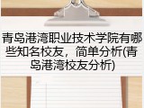 青岛港湾职业技术学院有哪些知名校友，简单分析(青岛港湾校友分析)