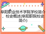 阜阳职业技术学院学校简介，校史概述(阜阳职院校史简介)