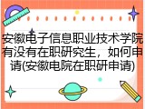 安徽电子信息职业技术学院有没有在职研究生，如何申请(安徽电院在职研申请)