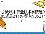 宁波城市职业技术学院是985还是211(宁职院985211？)