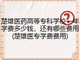 楚雄医药高等专科学校一年学费多少钱，还有哪些费用(楚雄医专学费费用)