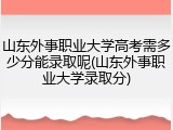 山东外事职业大学高考需多少分能录取呢(山东外事职业大学录取分)
