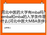 河北中医药大学有mba吗？emba和mba的入学条件是什么(河北中医大MBA条件)